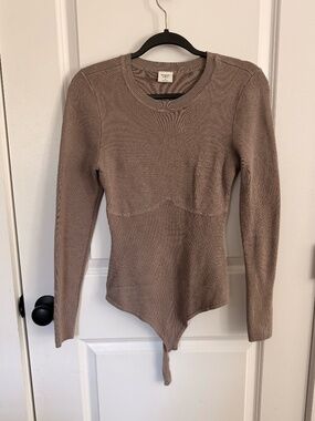 Brown corset style long sleeve bodysuit